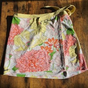 Floral Burberry Wraparound Swim Skirt/CoverUp | Size Large